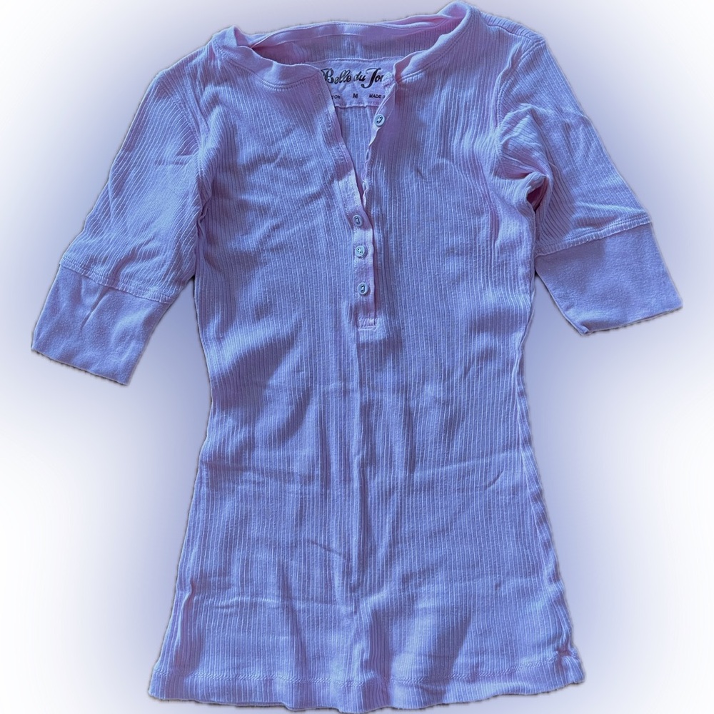 BELLE DU JOUR Pink Ribbed Henley Top